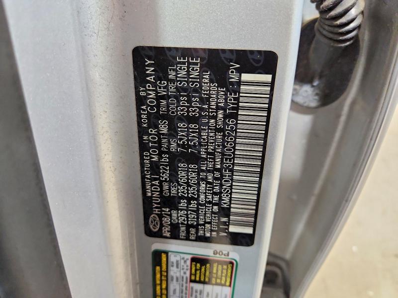 2014 Hyundai Santa Fe მანქანა იყიდება აუქციონზე, vin: KM8SNDHF3EU066256, აუქციონის ნომერი: 55959726