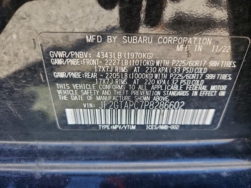 Aukcja sprzedaży 2023 Subaru Crosstrek, vin: JF2GTAPC7P8286602, numer aukcji: 56029666