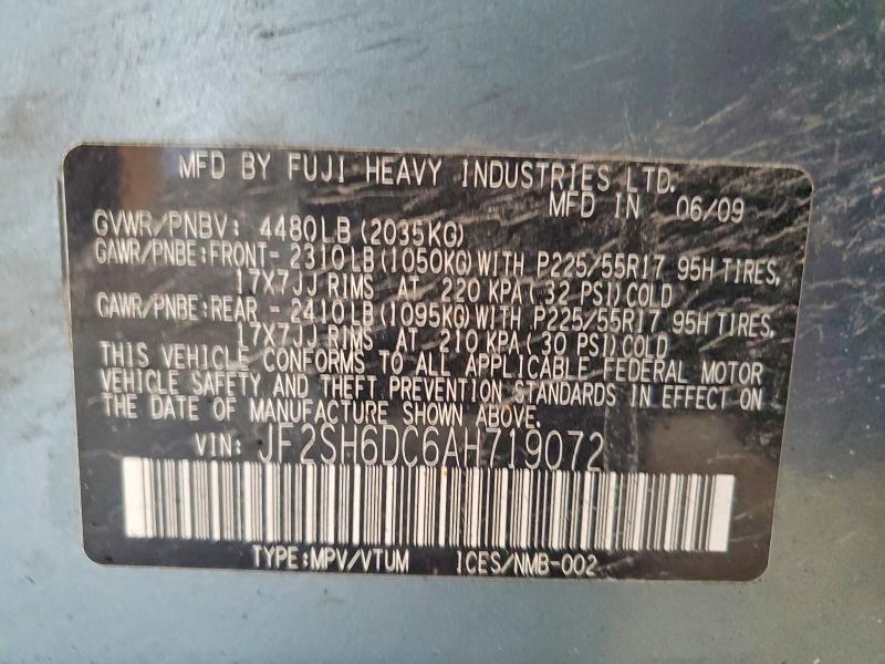 Продажа на аукционе авто 2010 Subaru Forester, vin: JF2SH6DC6AH719072, номер лота: 57269596