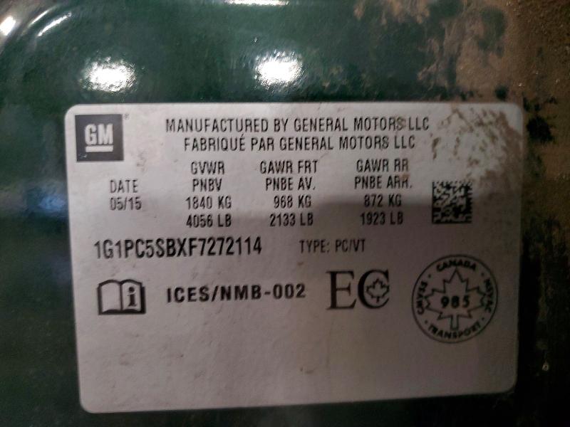Продаж на аукціоні авто 2015 Chevrolet Cruze, vin: 1G1PC5SBXF7272114, номер лоту: 55777886