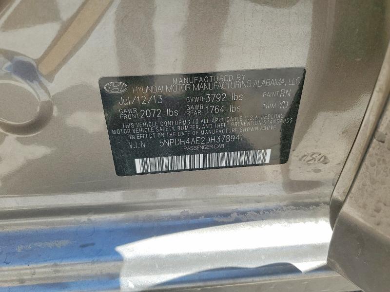 Продажа на аукционе авто 2013 Hyundai Elantra, vin: 5NPDH4AE2DH378941, номер лота: 48537006