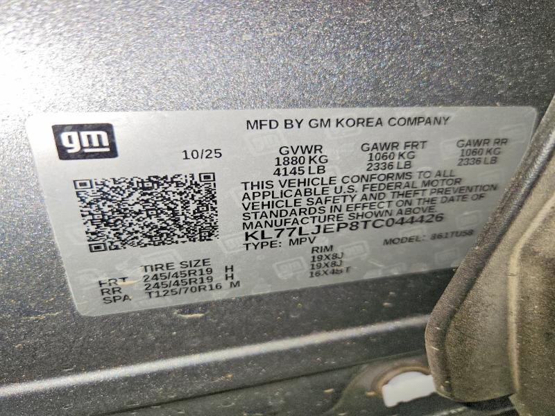 Aukcja sprzedaży 2026 Chevrolet Trax, vin: KL77LJEP8TC044426, numer aukcji: 58620116