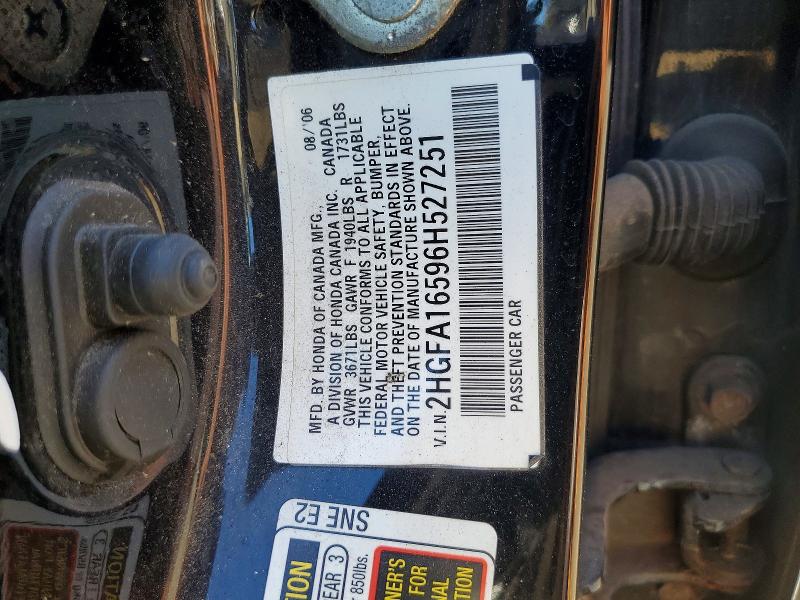 Продаж на аукціоні авто 2006 Honda Civic, vin: 2HGFA16596H527251, номер лоту: 56799896