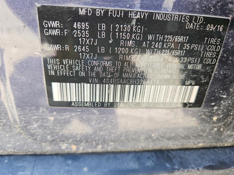 Продажа на аукционе авто 2017 Subaru Outback, vin: 4S4BSAAC8H3264414, номер лота: 56371996