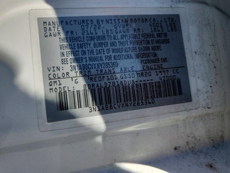 Aukcja sprzedaży 2022 Nissan Sentra, vin: 3N1AB8CVXNY285360, numer aukcji: 56620976