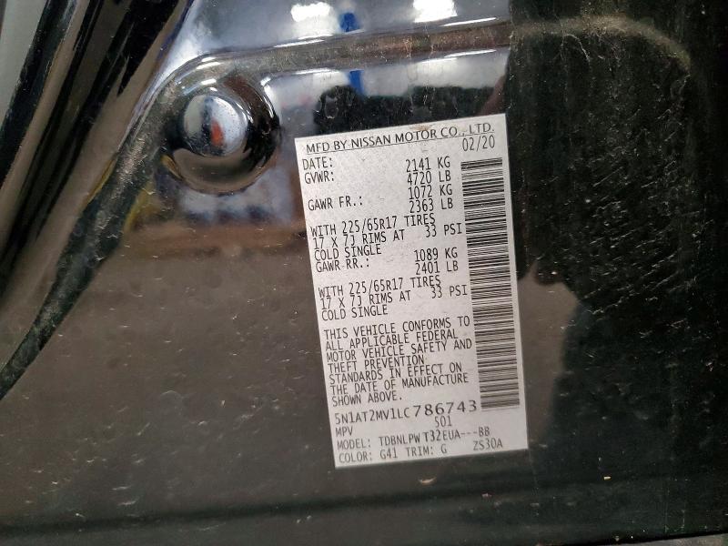 Продаж на аукціоні авто 2020 Nissan Rogue, vin: 5N1AT2MV1LC786743, номер лоту: 55765136