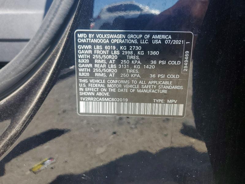 Aukcja sprzedaży 2021 Volkswagen Atlas, vin: 1V2RR2CA5MC602019, numer aukcji: 56001896