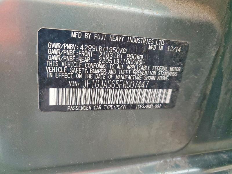 56138736 :رقم المزاد ، JF1GJAS65FH007447 vin ، 2015 Subaru Impreza مزاد بيع