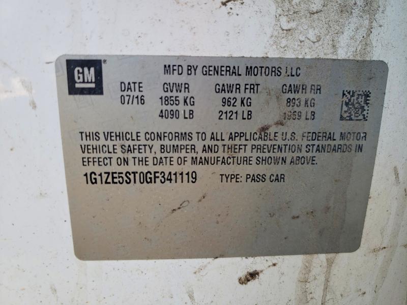 2016 Chevrolet Malibu მანქანა იყიდება აუქციონზე, vin: 1G1ZE5ST0GF341119, აუქციონის ნომერი: 56724346