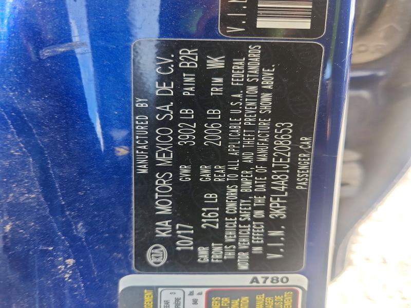 2018 Kia Forte მანქანა იყიდება აუქციონზე, vin: 3KPFL4A81JE208653, აუქციონის ნომერი: 55727406
