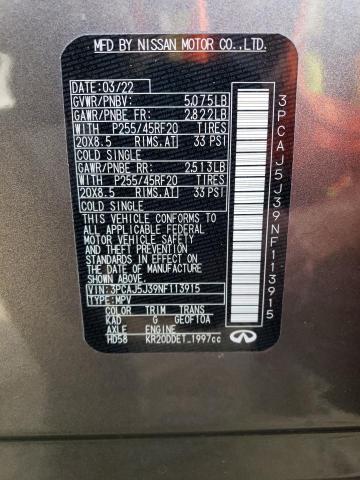 Aukcja sprzedaży 2022 Infiniti Qx55 Luxe, vin: 3PCAJ5J39NF113915, numer aukcji: 60396653