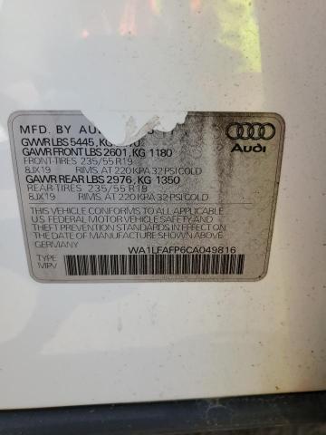 Продажа на аукционе авто 2012 Audi Q5 Premium Plus, vin: WA1LFAFP6CA049816, номер лота: 59565603