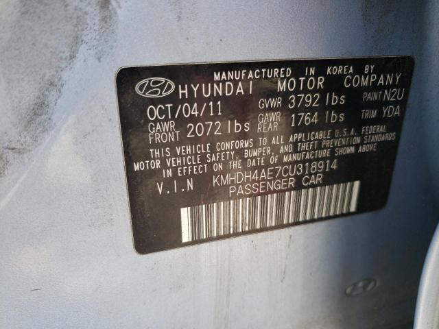 58827853 :رقم المزاد ، KMHDH4AE7CU318914 vin ، 2012 Hyundai Elantra Gls مزاد بيع