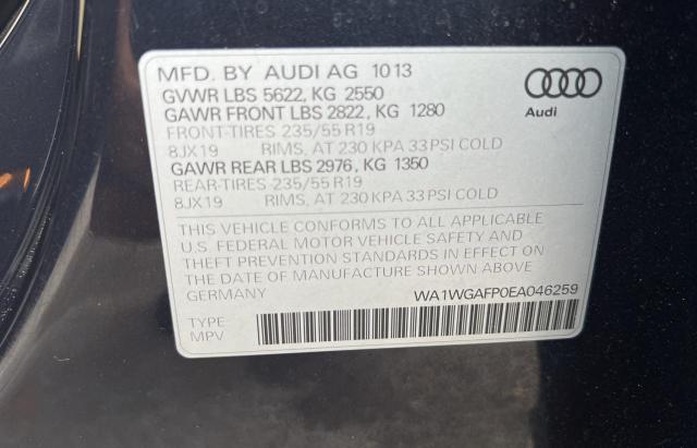 61317183 :رقم المزاد ، WA1WGAFP0EA046259 vin ، 2014 Audi Q5 Prestige مزاد بيع