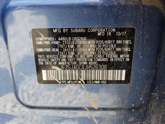 58727753 :رقم المزاد ، JF2SJAGC4JH526308 vin ، 2018 Subaru Forester 2.5i Premium مزاد بيع