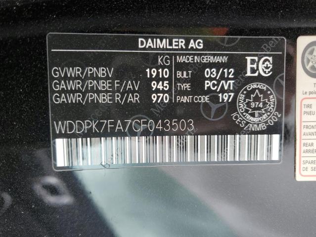 61631963 :رقم المزاد ، WDDPK7FA7CF043503 vin ، 2012 Mercedes-benz Slk 55 Amg مزاد بيع