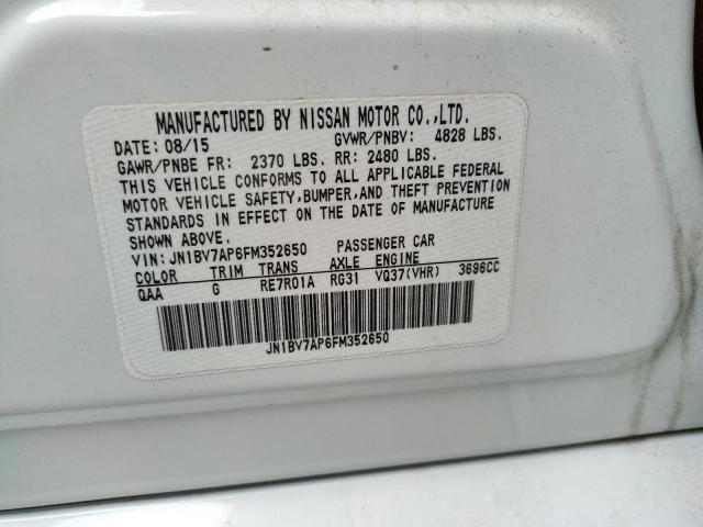 Продаж на аукціоні авто 2015 Infiniti Q50 Base, vin: JN1BV7AP6FM352650, номер лоту: 60229813