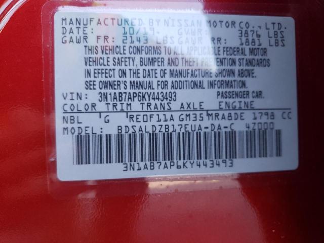 Aukcja sprzedaży 2019 Nissan Sentra S, vin: 3N1AB7AP6KY443493, numer aukcji: 62003563