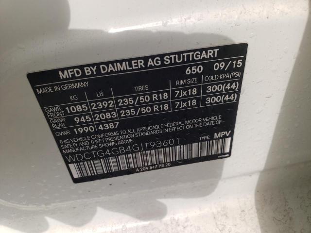 Aukcja sprzedaży 2016 Mercedes-benz Gla 250 4matic, vin: WDCTG4GB4GJ193601, numer aukcji: 59161673