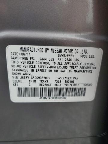 2012 Infiniti M37 მანქანა იყიდება აუქციონზე, vin: JN1BY1AP0CM332099, აუქციონის ნომერი: 60878093