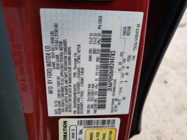 Aukcja sprzedaży 2017 Ford Fusion Se, vin: 3FA6P0HD6HR244783, numer aukcji: 59388173