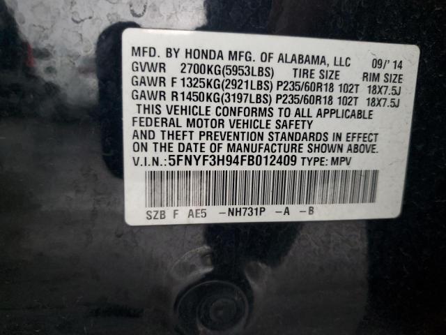 Продажа на аукционе авто 2015 Honda Pilot Touring, vin: 5FNYF3H94FB012409, номер лота: 60787823