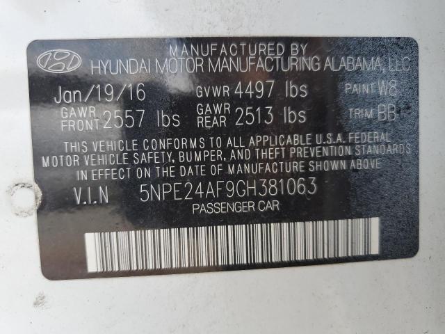 58635073 :رقم المزاد ، 5NPE24AF9GH381063 vin ، 2016 Hyundai Sonata Se مزاد بيع