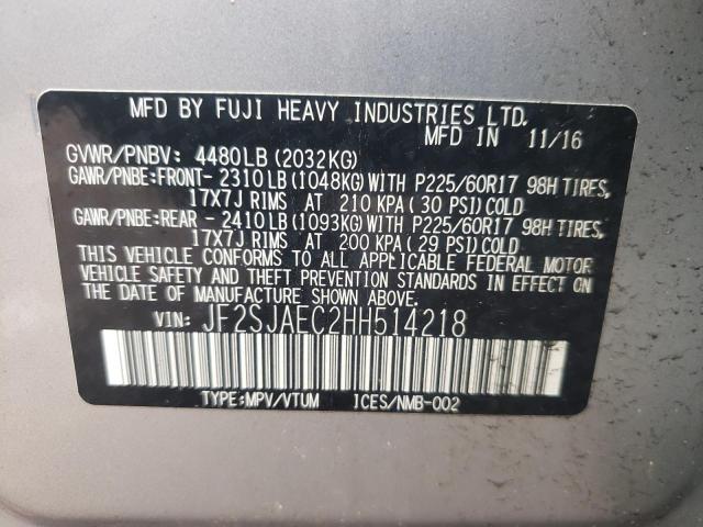 Aukcja sprzedaży 2017 Subaru Forester 2.5i Premium, vin: JF2SJAEC2HH514218, numer aukcji: 60064823