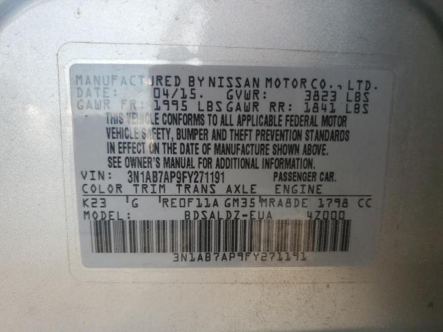 Aukcja sprzedaży 2015 Nissan Sentra, vin: 3N1AB7AP9FY271191, numer aukcji: 60572623
