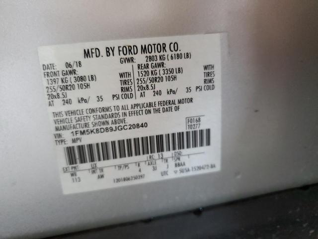 Aukcja sprzedaży 2018 Ford Explorer Xlt, vin: 1FM5K8D89JGC20840, numer aukcji: 61755153