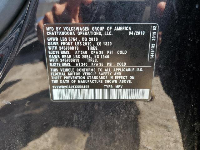 Aukcja sprzedaży 2019 Volkswagen Atlas Se, vin: 1V2WR2CA2KC558495, numer aukcji: 61309573