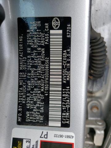 2013 Toyota Camry Hybrid მანქანა იყიდება აუქციონზე, vin: 4T1BD1FK0DU086562, აუქციონის ნომერი: 61452533