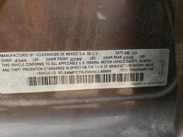 59481503 :رقم المزاد ، 3VWPZ7AJ9BM614899 vin ، 2011 Volkswagen Jetta S مزاد بيع