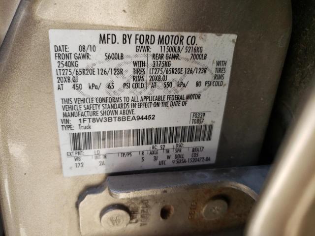 2011 Ford F350 Super Duty მანქანა იყიდება აუქციონზე, vin: 1FT8W3BT8BEA94452, აუქციონის ნომერი: 60929403