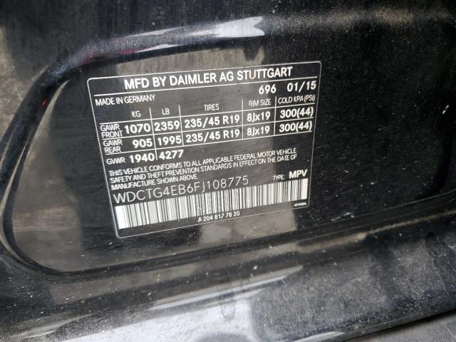 59428193 :رقم المزاد ، WDCTG4EB6FJ108775 vin ، 2015 Mercedes-benz Gla 250 مزاد بيع