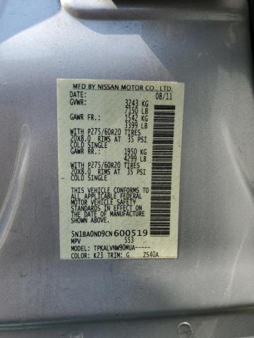 Aukcja sprzedaży 2012 Nissan Armada Sv, vin: 5N1BA0ND9CN600519, numer aukcji: 58728743