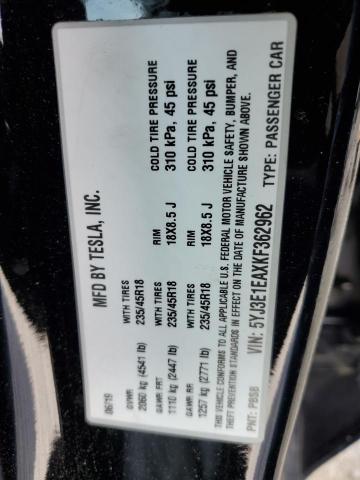 Продажа на аукционе авто 2019 Tesla Model 3, vin: 5YJ3E1EAXKF362962, номер лота: 58587263