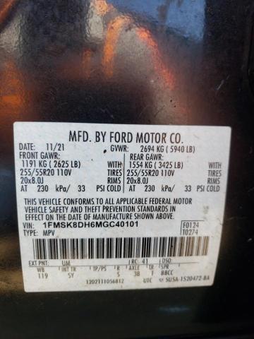 59849503 :رقم المزاد ، 1FMSK8DH6MGC40101 vin ، 2021 Ford Explorer Xlt مزاد بيع