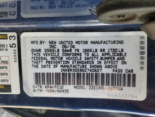 58956483 :رقم المزاد ، 1NXBR32E86Z740627 vin ، 2006 Toyota Corolla Ce مزاد بيع