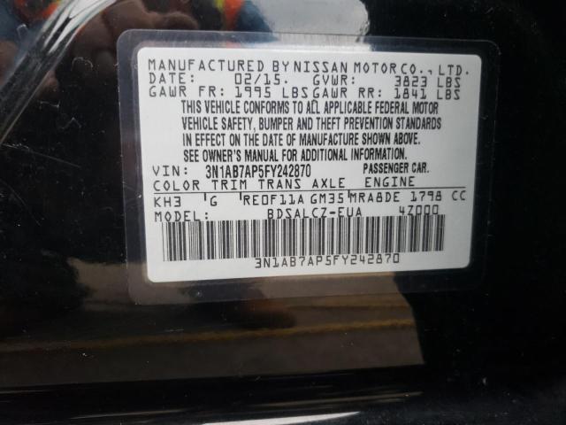 Продаж на аукціоні авто 2015 Nissan Sentra S, vin: 3N1AB7AP5FY242870, номер лоту: 58888163