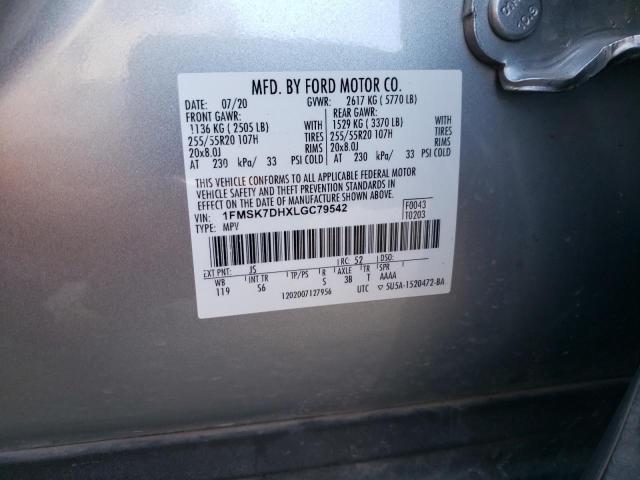 58750623 :رقم المزاد ، 1FMSK7DHXLGC79542 vin ، 2020 Ford Explorer Xlt مزاد بيع