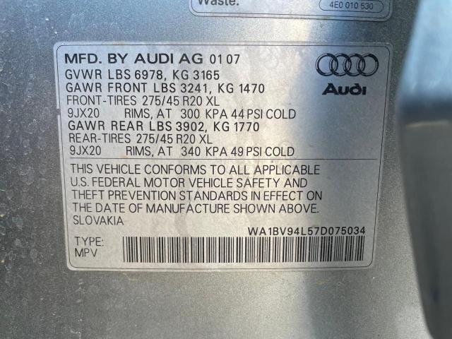 Aukcja sprzedaży 2007 Audi Q7 4.2 Quattro Premium, vin: WA1BV94L57D075034, numer aukcji: 59376783