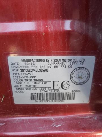 2016 Nissan Versa Note S მანქანა იყიდება აუქციონზე, vin: 3N1CE2CP4GL385288, აუქციონის ნომერი: 59375683