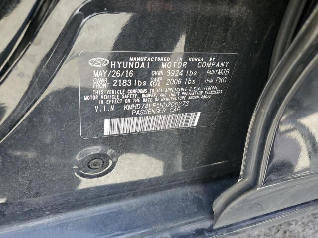 58213173 :رقم المزاد ، KMHD74LF5HU206273 vin ، 2017 Hyundai Elantra Se مزاد بيع