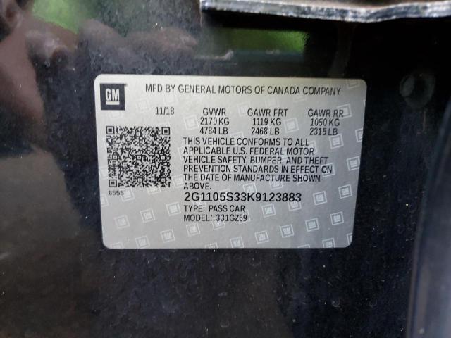 Aukcja sprzedaży 2019 Chevrolet Impala Premier, vin: 2G1105S33K9123883, numer aukcji: 60229333