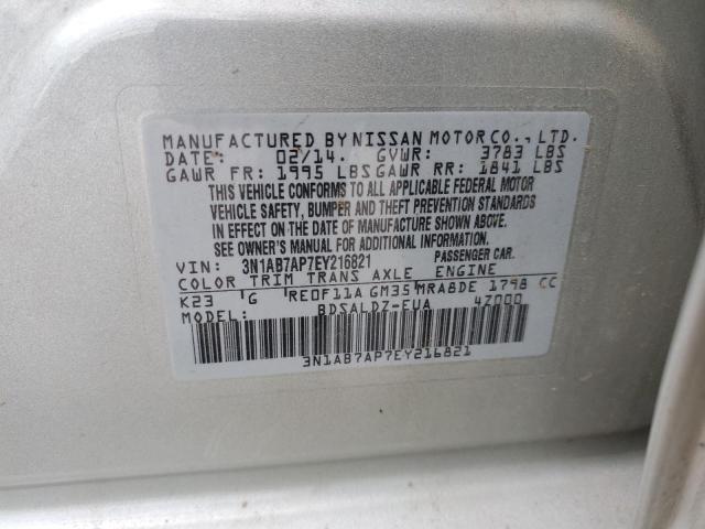 Aukcja sprzedaży 2014 Nissan Sentra S, vin: 3N1AB7AP7EY216821, numer aukcji: 58875683