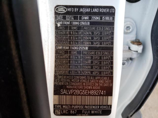 Продажа на аукционе авто 2014 Land Rover Range Rover Evoque Pure Plus, vin: SALVP2BG5EH892741, номер лота: 58707543