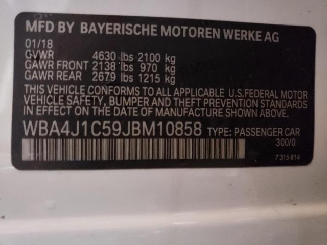 58706293 :رقم المزاد ، WBA4J1C59JBM10858 vin ، 2018 Bmw 430i Gran Coupe مزاد بيع