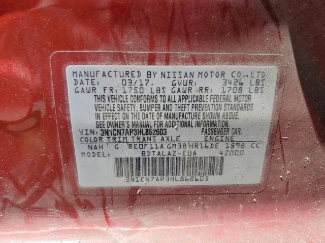 Продаж на аукціоні авто 2017 Nissan Versa S, vin: 3N1CN7AP3HL862603, номер лоту: 60077023