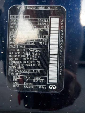 2019 Infiniti Qx50 Essential მანქანა იყიდება აუქციონზე, vin: 3PCAJ5M30KF111736, აუქციონის ნომერი: 60849843